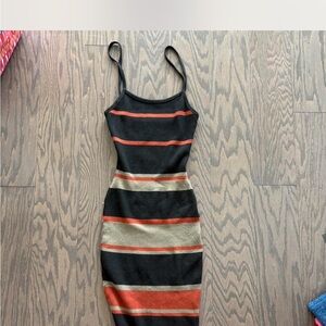 Windsor Black and Orange Midi Dress
